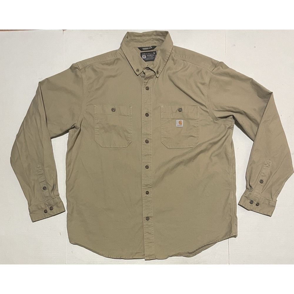 Carhartt Men's Relaxed Fit Long Sleeve Canvas Work Shirt TW3554-M Size XL Rugged